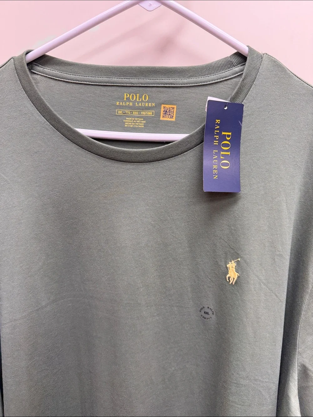 Polo by Ralph Lauren Olive Long-Sleeve Crew Shirt with Yellow Pony